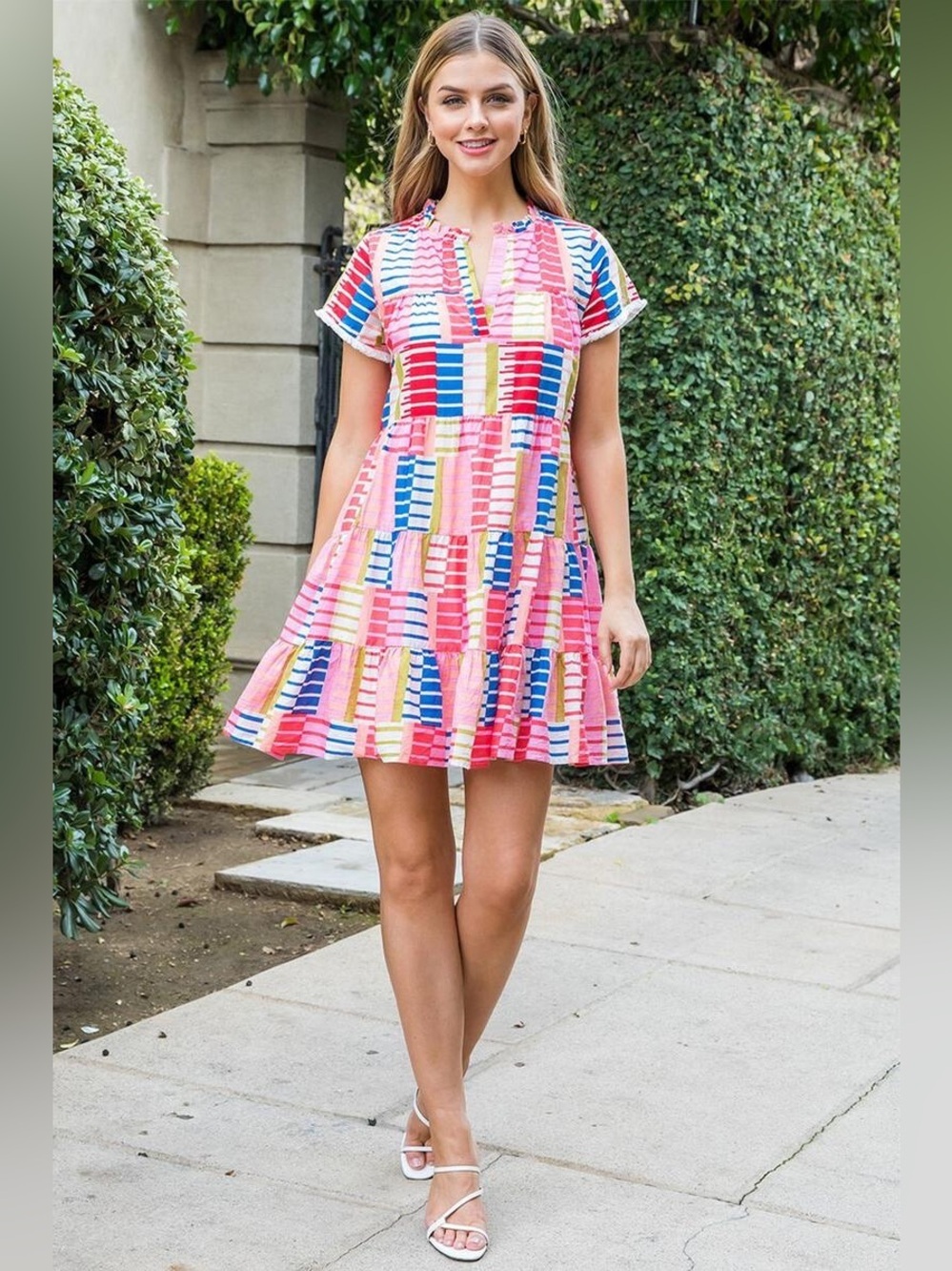 THML Rainbow Print Cotton Mini Dress XS - Picture 9 of 14